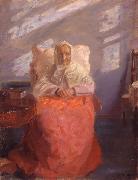 Anna Ancher Mrs Ane Brondum in the blue room oil painting